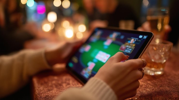 Ilustrasi platform hiburan digital vipwin88 dengan fitur mobile dan permainan